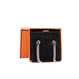 thumbnail square studs leather chain earring phw - L'UXE LINK