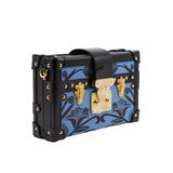 thumbnail PETITE MALLE blue background with black flower with ghw buckle - L'UXE LINK