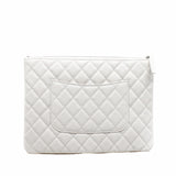 thumbnail zip clutch in white caviar phw seri 30 - L'UXE LINK