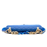thumbnail medium flap bag with color chian in caviar bright blue mix ghw seri 27 - L'UXE LINK