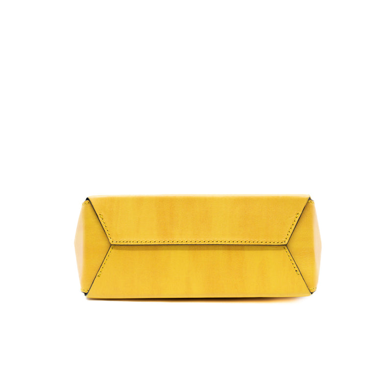 new FENDI Pack Small Shopping yellow leather logo print crossbody tote bag