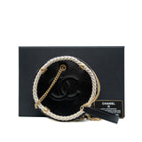 thumbnail vanity circle zippy in leather white/black ghw seri 27 - L'UXE LINK