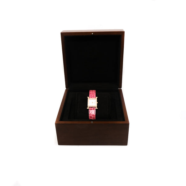 Heure H watch, Small model, 25 mm ,diamond.crocodile