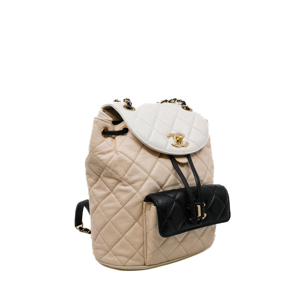 small backpack in calfskin beige/black/white ghw seri 29