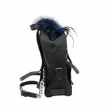 thumbnail MONSTER BACKPACK MINI NYLON WITH LEATHER AND FUR BLACK PHW - L'UXE LINK