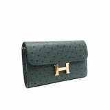 thumbnail constance to go ostrich dark green ghw Y stamp - L'UXE LINK