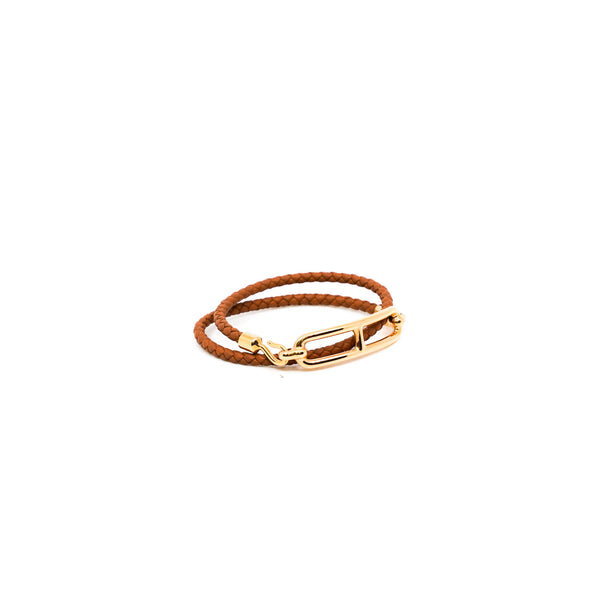 Roulis Double Tour bracelet in leather gold rghw