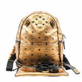 thumbnail Metallic Visetos Studded Small Dual Stark Backpack Gold ghw - L'UXE LINK