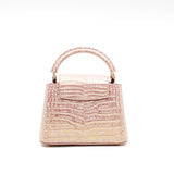 thumbnail mini capucines crocodile pink with gold ghw - L'UXE LINK