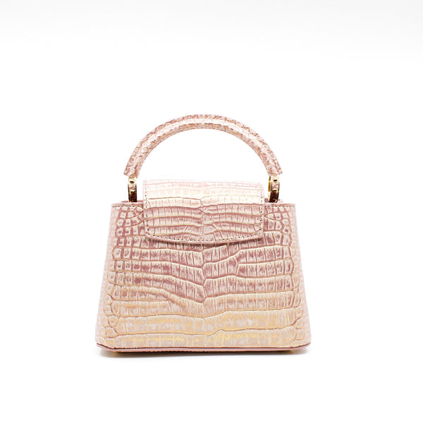 mini capucines crocodile pink with gold ghw