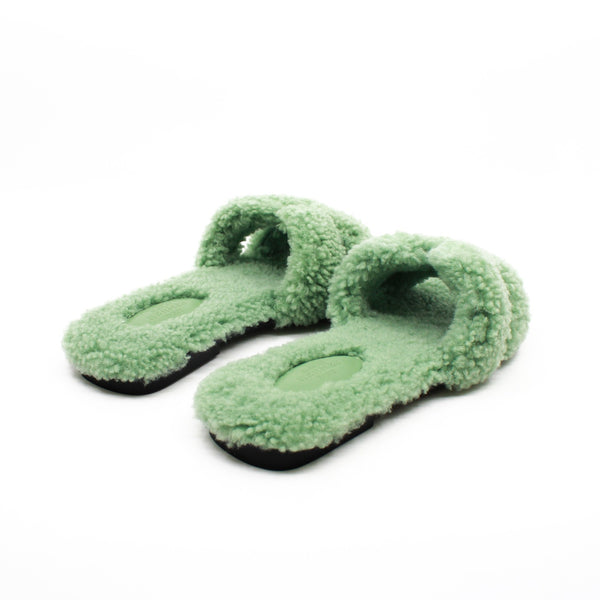 oran sandal in woolskin mint green #36.5