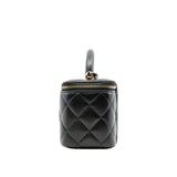 thumbnail vanity case with handle in lamskin black ghw # ECU - L'UXE LINK