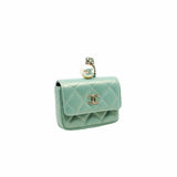 thumbnail glitting blue card holder with chain pearl phw - L'UXE LINK