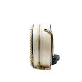 thumbnail vanity circle zippy in leather white/black ghw seri 27 - L'UXE LINK