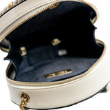 thumbnail vanity circle zippy in leather white/black ghw seri 27 - L'UXE LINK