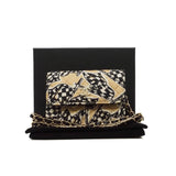 thumbnail vanity card holder chain bag with fabric beige/black phw #KPG - L'UXE LINK