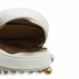 thumbnail mini around purse vanity chain bag wit pearl in lambskin white ghw seri 28 - L'UXE LINK