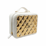 thumbnail Lambskin Quilted Golden Plate Vanity Case White Gold - L'UXE LINK