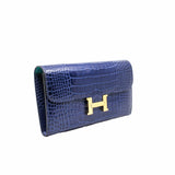 thumbnail constance long wallet M3 navy crocodile ghw x stamp - L'UXE LINK