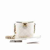 thumbnail tote chain bag white lamb skin ghw seri29 - L'UXE LINK