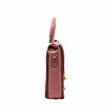 thumbnail Push Lock Flap Top Handle Bag Madras Leather Pink GHW - L'UXE LINK