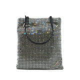 thumbnail small tote with handle with crystal in leather black - L'UXE LINK