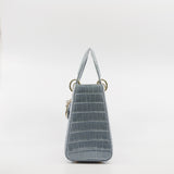 thumbnail lady dior mini crocodile blue - L'UXE LINK