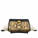 thumbnail trapeze  flap bag snake black and beige ghw - L'UXE LINK