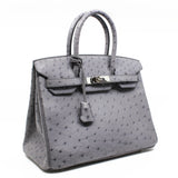 thumbnail birkin 30 grey ostrich PHW x stamp - L'UXE LINK