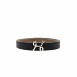 thumbnail 24mm belt etoupe epsom with black with silver buckle size 80 - L'UXE LINK