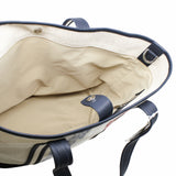 thumbnail TOTE navy with beige fabric red line with strap - L'UXE LINK