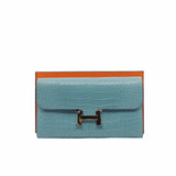 thumbnail constance long wallet 3Z blue saint cyr phw crocodile X stamp - L'UXE LINK