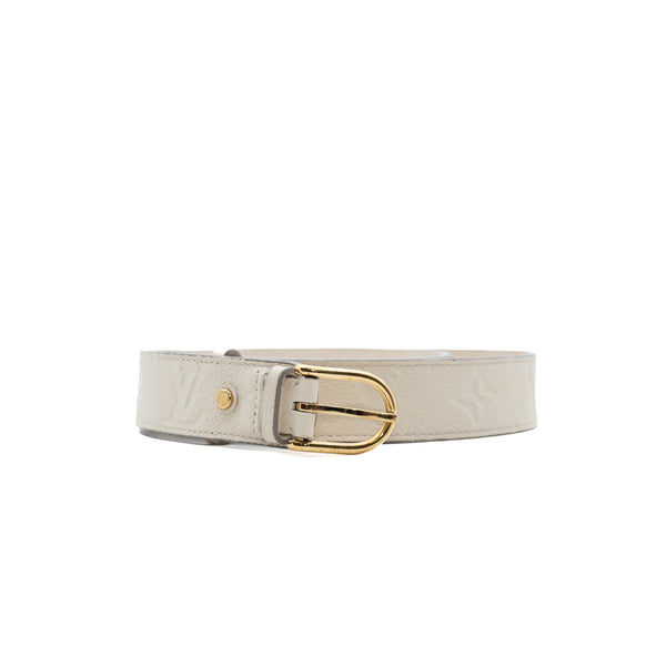 lady belt in logo leather white ghw #80