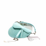thumbnail SADDLE BAG mini crocodile skyblue with black crystal buckle phw - L'UXE LINK