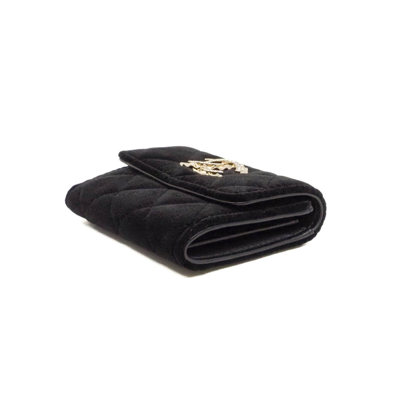 cf flap card holder with crystal buckle in velvet black phw seri 31