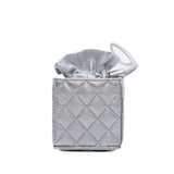 thumbnail dice clutch with chain in leather silver phw - L'UXE LINK