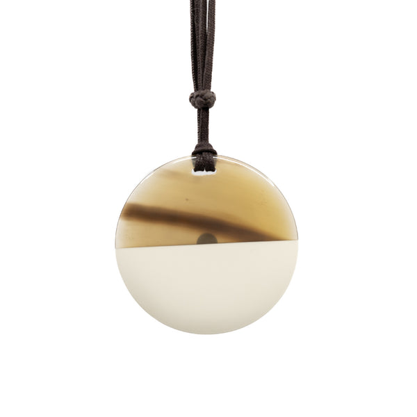 necklace ox horn and white phw round with strap