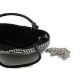 thumbnail small tote with handle with crystal in leather black - L'UXE LINK