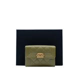 thumbnail leboy tri-fold lcompact wallet in caviar grass green ghw #NE - L'UXE LINK