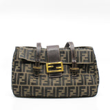 thumbnail Mamma Baguette Shoulder Bag Fabric Brown GHW - L'UXE LINK