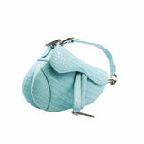 thumbnail SADDLE BAG mini crocodile skyblue with black crystal buckle phw - L'UXE LINK