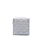 thumbnail dice clutch with chain in leather silver phw - L'UXE LINK