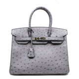 thumbnail birkin 30 grey ostrich PHW x stamp - L'UXE LINK