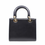 thumbnail lady dior medium black mix navy pocket calf skin in ghw - L'UXE LINK