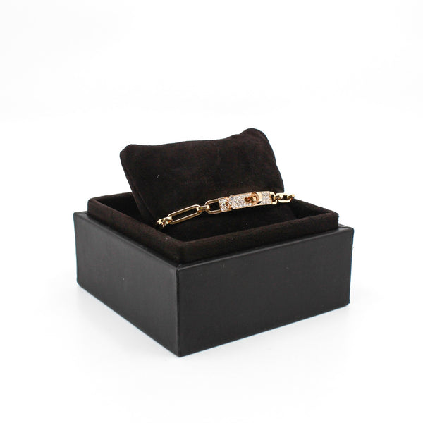kelly chain bracelet 18k half diamonds