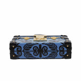 thumbnail PETITE MALLE blue background with black flower with ghw buckle - L'UXE LINK