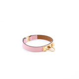 thumbnail hermes rivale mini bracelet in leather pink ghw - L'UXE LINK
