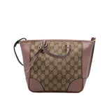 thumbnail small tote top handle crossbody in surpeme brown/beige ghw - L'UXE LINK