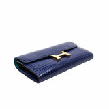 thumbnail constance long wallet M3 navy crocodile ghw x stamp - L'UXE LINK