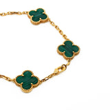 thumbnail alhambra 18k yg green five flower bracelet - L'UXE LINK